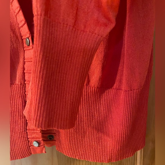 🎉HP🎉SWEATER Jones New York V Neck Orange Cardigan Rayon nylon Size OX - Picture 3 of 7